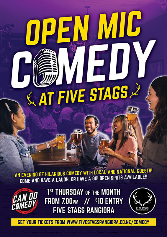 Open Mic Comedy At Five Stags Rangiora